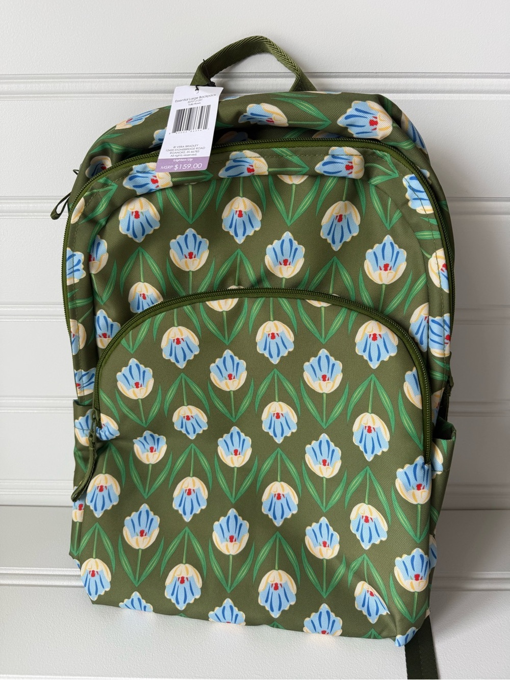 Vera Bradley Lighten Up Essential Large Backpack - Tulip Rows NEW 1990